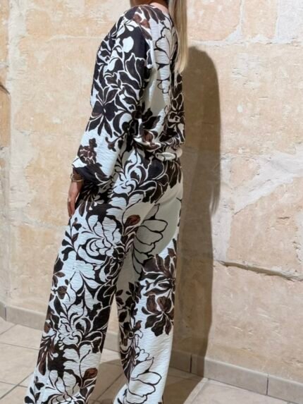 Pantalon estampado marron