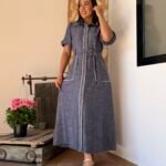 Vestido efecto Denim bordado