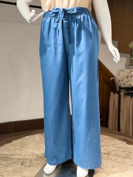 Pantalon simil denim cintura elastica