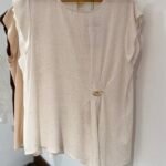Blusa efecto lino con drapeado