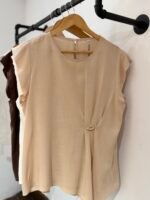 Blusa efecto lino con drapeado - Imagen 4