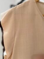 Blusa efecto lino con drapeado - Imagen 5
