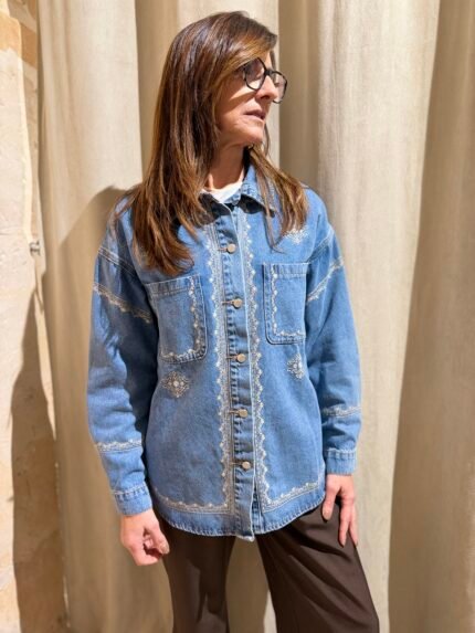 Sobrecamisa denim bordada