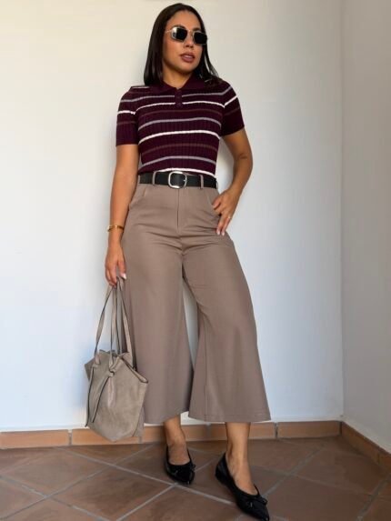 Pantalón culotte con cinturón
